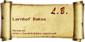 Larnhof Baksa névjegykártya